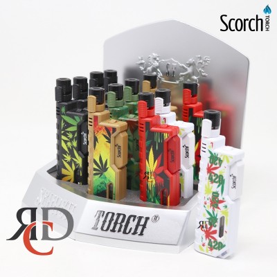 SCORCH TORCH RUGGED TORCH W/ HOLD BUTTON SLIDE OUT EXTENDABLE DESIGN ASST. LEAF COLOR - STDS139 12CT/ DISPLAY